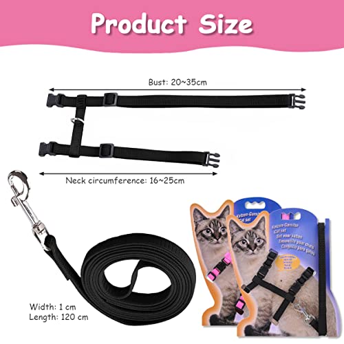 YUTOU Pack of 2 Soft Cat Harness with Lead Escape Proof Adjustable Nylon Harness Cat Lead Cat Vest with Safety Buckle Puppy Harness for Kitten Puppy Rabbit Rabbit - Image 2