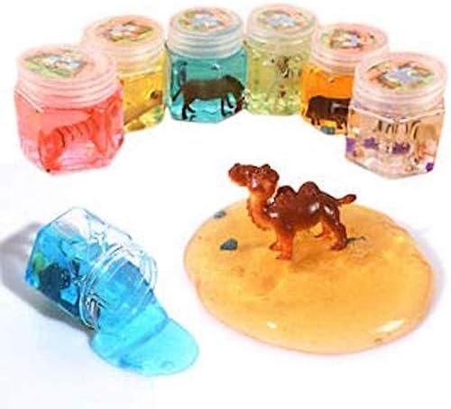 EMONO Crystal Clear Clay Slime Putty with Free Animal Figure for Kids Above 3. (Pack of 3)Years. Non-Toxic Sludge Toy