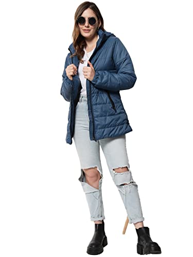 Image of KOTTY Women Nylon Peach Pink Solid Puffer Jacket