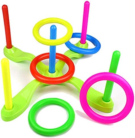 YAAVAAW Plastic Ring Toss Game,Quoits Throwing Game Setwith 5 Scoring Spikes + 5 Scoring Rings + 2 Cross Arms for Kids Adults Indoor Outdoor Activities Party Favors Fun Toys Gifts (Red)