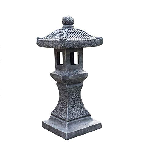 Zhjbd Japanese Style Solar Zen Garden Lights Lantern Pagoda Light Solar Garden Lamp Statue-（A B） A Bronzeproduct No.:ww-690 (Color : A Light Gray) #TOP5