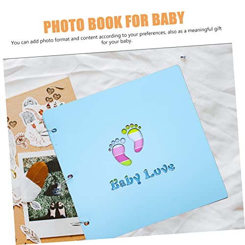 Abaodam Álbum de fotos do bebê álbum de fotos em madeira álbum de crescimento de bebê DIY livro de f