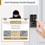 Keyless Entry Door Lock with 50 Code, 16 Anti-Peeping Password Touchscreen Door Lock Code, Electronic Keypad Deadbolt for Front Door, One Touch Lock, Low Battery Alarm, Easy to Install, Bronze - Image 5