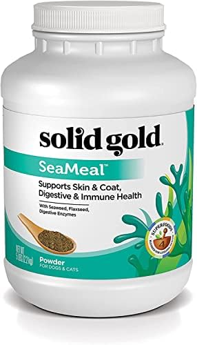Solid Gold SeaMeal Multvitamin for Cats & Dogs - Grain Free Kelp Supplement - Digestive Enzymes for Dogs - Gut Health & Immune Support - Healthy Skin & Coat - Omega 3 & Superfood Powder - 5 LB