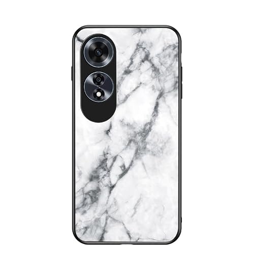 Jiajihua Cover Compatible with Oppo A60 4G 【PC Panel+Tempering Glass+TPU Silicone】 3 in 1 Shockproof Phone Case White