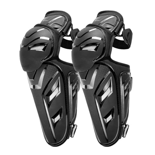 Heyjieyu 2pcs Men\'s Motorcycle Knee Shin Guard Pads - CE Level 1 TPU Adjustable Knee Cap Pads Protector Crashproof Long Leg Sleeve Armor Protection for Motocross Dirt Bike Racing Gear