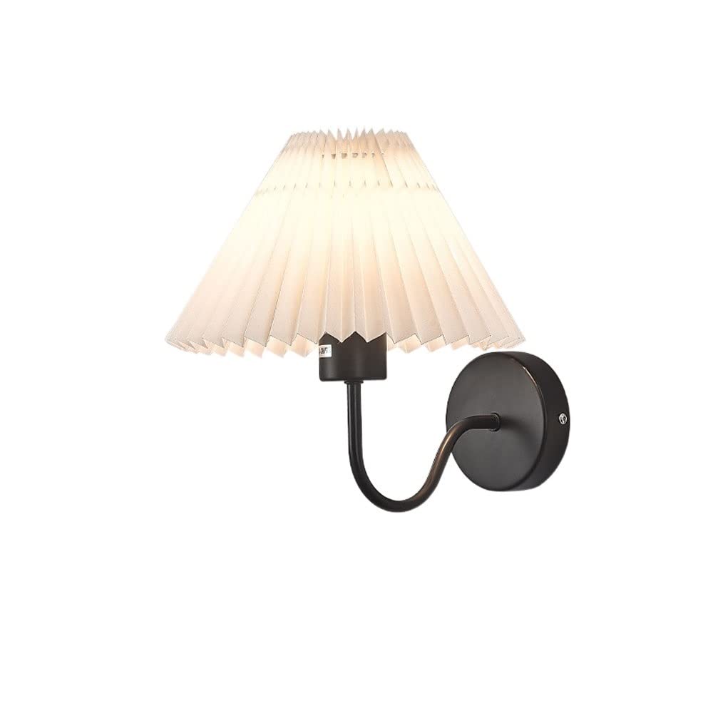KXEcoLife Minimalist Style Iron Wall Sconces E27 Lights Lightweight Fabric Reading Lamps Suitable for Bedroom, Cafe, Bar, Farmhouse Lighting Fixture/WhiteBlack
