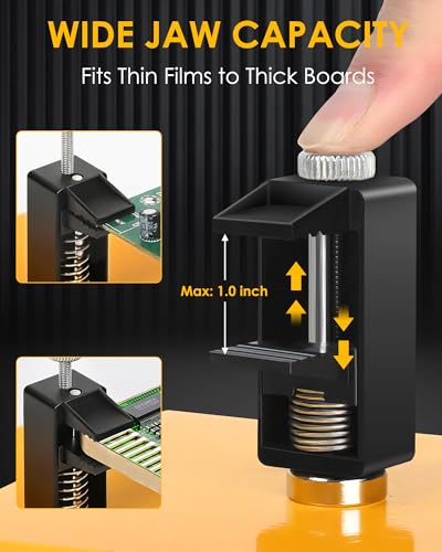 Image of Helping Hands Soldering Station, 2 Way Magnetic PCB Holder Clamps, One-Push Spring Loaded Third Hand Tool with 2 Adjustable Clips for Electronics, PCB Repair and DIY, Craft