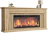 PRAISUN 70'' Fireplace TV Stand with 42'' Electric Fireplace, Farmhouse TV Stand for 65 75 Inch TV, Entertainment Center TV Console with 3 Drawers, Fluted Design, for Living Room, Natural