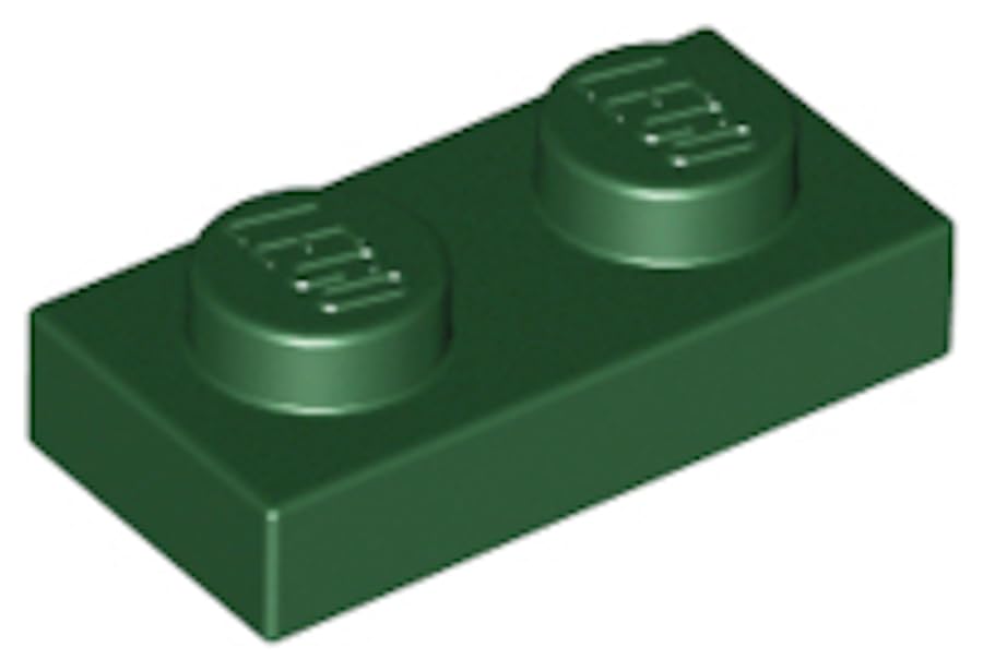 LEGO Plate 1 x 2, Part 3023, Building Brick Component (Dark Green, 100, Bricks) — image 1