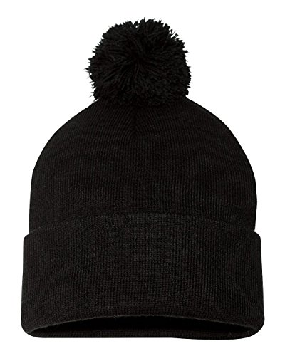 Sportsman Pom-Pom 12 Knit Beanie One Size Black
