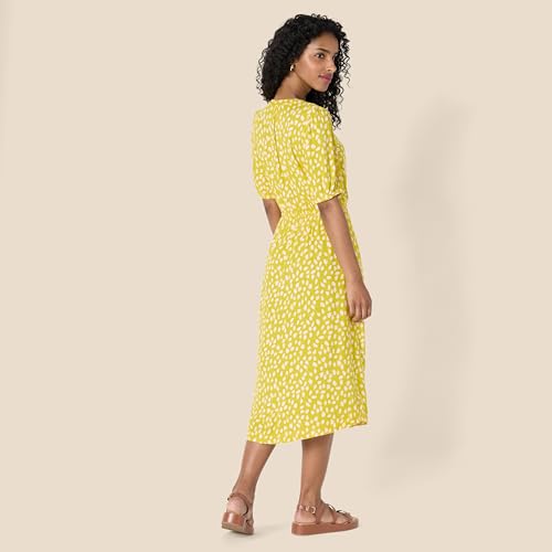 Image of Amazon Essentials Women's Fit and Flare Half-Sleeve Waisted Midi A-Line Dress with Pockets