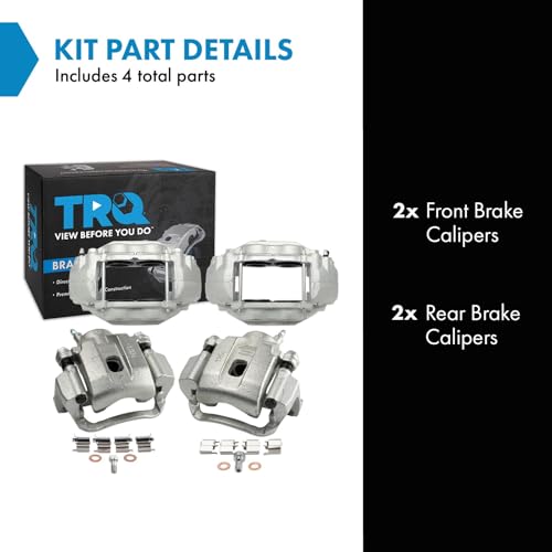 Image of TRQ Front and Rear Brake Caliper Set Zinc Coated Brackets Compatible with 2007-2015 Toyota Tundra 2008-2015 Sequoia