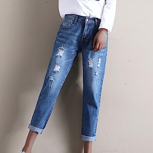 Plus Size Ripped Jeans for Women High Waisted Skinny Denim Pants Ripped & Distressed Slim Straight Leg Flared Jeans3
