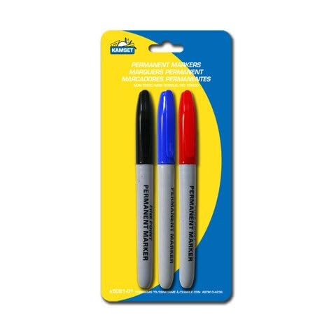 3 Permanent Markers Fine Point Tip Pen Assorted Red Blue Black Pack Color Craft Cover