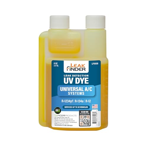 LEAKFINDER LF1008 Automotive Air Conditioner Refrigerant Leak Detection Dye, Compatible with R134a, R-1234yf Systems, 8oz Twin-Neck Bottle, Services up to 32 Vehicles by LEAKFINDER - Used condition - US$29.81