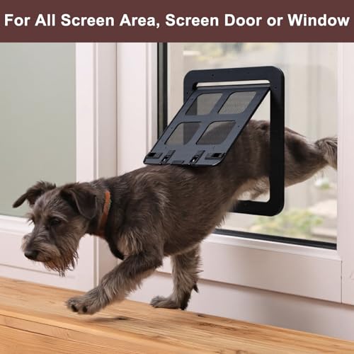 Katzenklappe Fliegengitter mit Magnet,Haustierklappe Automatisch Verschluss,Hundeklappe für Fliegengitter Balkontür Abschließbar Atmungsaktiv für Katzen Hunde,29x24 cm,Schwarz