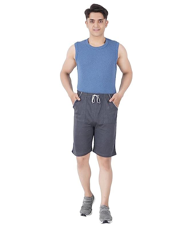 hasina Comfortable Casual Sleep Wear Shorts for Men GPK Collections Dark Grey Colour with Front Pockets-picture-22