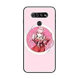 MEGCCR Soft Full Body Protective Black Shockproof TPU Matte Cover Phone Case for LG K51,Anime Cute Girl Zero Two 002 Japan DITF(06)