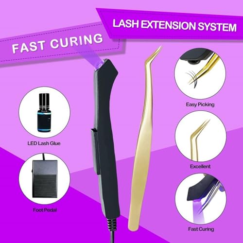 Beauty Lamp for Eyelash Extensions, 395-400nm LED Eyelash Lamp, LED Gel Curing Lash Light Lamp, LED Foot Pedal Gel Curing Lash Light Lamp for Lash Artists