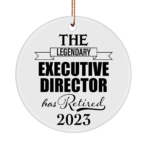The Legendary Executive Director Has Retired 2023 Circle Ornament Retirement Gifts for Him Her Men Women Coworker Boss Friend Mom Dad Aunt Uncle from Daughter Son Christmas Tree