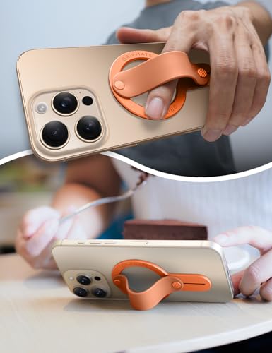 Image of GripMate for MagSafe Phone Grip for iPhone - Magnetic Phone Ring Holder Detachable for iPhone 17 - Comfortable Finger Phone Ring Grip for Apple 16 /15 /14 /13 /12, Orange
