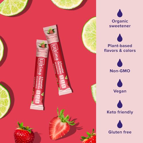 Image of Ultima Replenisher Daily Electrolyte Powder - Strawberry Margarita, 16 Stickpacks - Zero Sugar Hydration Packets with 6 Key Electrolytes and Trace Minerals - Sugar Free & Keto Friendly Drink Mix
