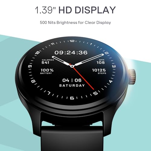 Boat Lunar Discovery Neo, 1.39" (3.5 cm) Round HD Display, Premium Metallic Finish, Animated Watchfaces, 100+ Sports Mode, Bluetooth Calling, Smart Watch for Men & Women (Active Black) view 2