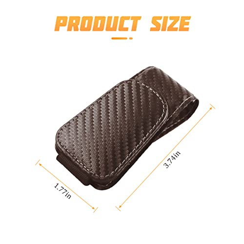 AICEL Sunglasses Holders for Car Sun Visor, Leather Eyeglasses Hanger Mounter, Magnetic Glasses Holder and Ticket Card Clip, Auto Interior Accessories Universal for SUV Pickup Truck (Coffee)