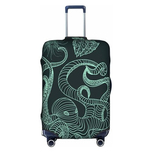 Vintage Octopus And Jellyfish Luggage Suitcase Cover, Stretchable Protection Luggage Stylish Suitcase Covers Large
