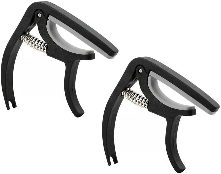 2 PCS Guitar Capo, Acoustic Guitar, Electric Guitar Capo- Banjo and, for Acoustic, Ukulele, Mandolin, Bass, Picks Black Single Handed Capo