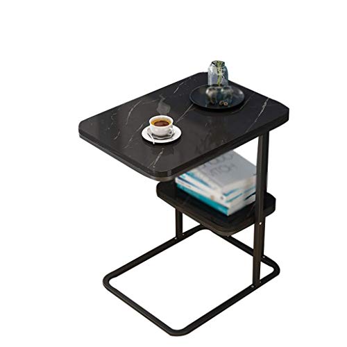 YZjk Perfect Furniture Double Layer Shelf, Marble Texture Coffee Table