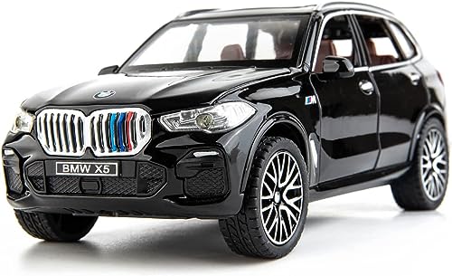 Image of PLUSPOINT Diecast X5 SUV Toy Car Scale Model,Pull Back Vehicles Alloy Simulation Supercar with Lights and Sound Also for Car Dashboard,Kids,Adult (X5-Black)