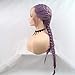 Purple Braided Wigs for Women Lace Front Braide Wig with Baby Hair Purple Long Synthetic Hair Twist Braids Drag Queen Wigs Female Glueless Heat Resistant Fiber Hair Cosplay Party Use 22inc