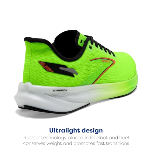 Brooks Men’s Hyperion Neutral Running Shoe - Green Gecko/Red Orange/White - 13 Medium
