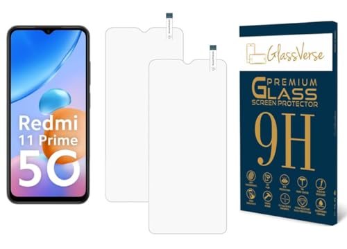 Image of GlassVerse PureView Tempered Glass for Redmi 11 Prime 5G | Crystal Clear, 9H Hardness Screen Protector, Edge to Edge, Case Friendly, Hassle-less Installation Kit Included. (Pack of 2)