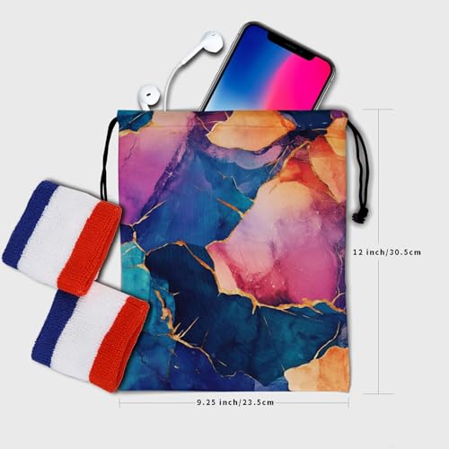 Image of Nerxy Colorful Marble Gymnastics Grip Bag - Marbling Grip Bags for Gymnastics Mini Gym Bag Marbled Drawstring Storage Pouch Adjustable