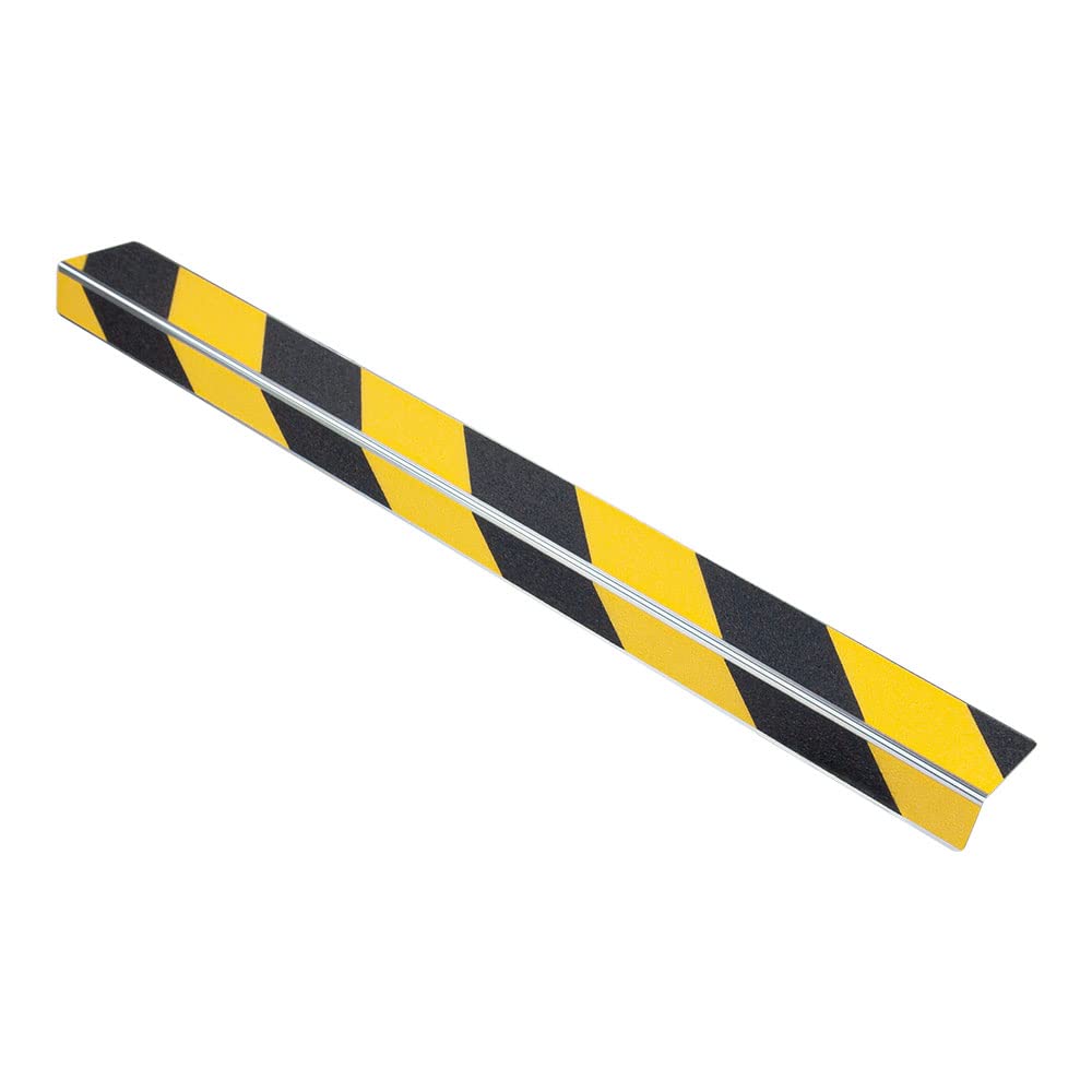 AnTina TAPES® Treppen-Kanten-Profil "Thin Line" 50 mm, Kanten-Schutz-Profil mit Antirutsch-Beschichtung für Treppen & Stufen, Alu-Dibond (5 x 100cm, gelb/schwarz)