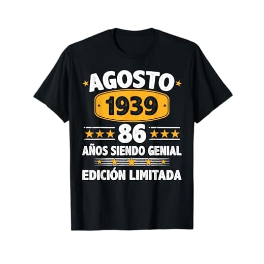 Agosto 1939 86 Años Hombre Cumpleaños Regalo Agosto 1939 Camiseta