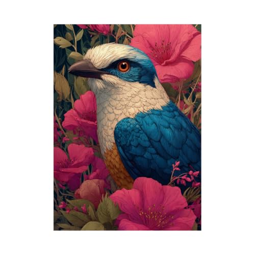 Impression oiseau bleu TERUEA décoration murale haut de gamme pour salon 70x100cm