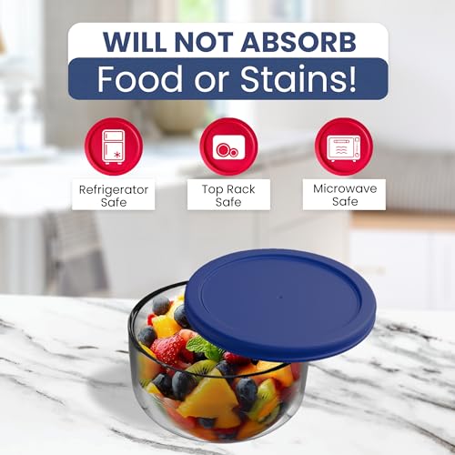 Replacement Lids for Pyrex Glass Food Storage Containers Round (2) 7202-PC 1 Cup (3) 7200-PC 2 Cup (2) 7201-PC 4 Cup (2) 7402-PC 6/7 Cup Red Blue