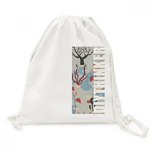 Sac de voyage en toile souple imprimé cactus désert bleu avec cordon