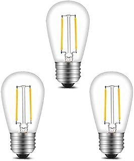 BRTLX S14 E27 LED Filament Bulb 2W Warm White 2700K 11W Incandescent Equivalent for Outdoor String Lights Replacement Bulb Pack of 3