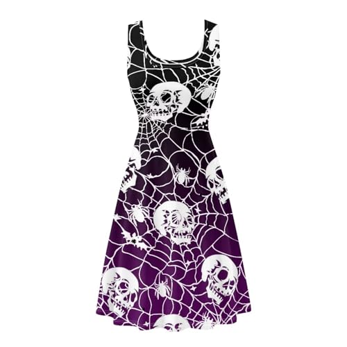 Image of TOADDITDO Women's Sleeveless O Neck Beach A-Line Party Coctail Tank Dresses Flared Sundress