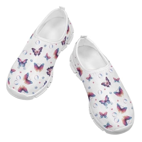 Kids Breathable Sneakers Comfort Soft Walking Shoes Lightweight Slip On Barefoot Slip Shoe for Athletic Running Size 11-15 White Sole4