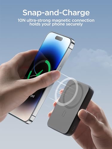 باور بانك لاسلكي صغير مغناطيسي 10000 مللي امبير في الساعة من جيه ار W020 (اسود)