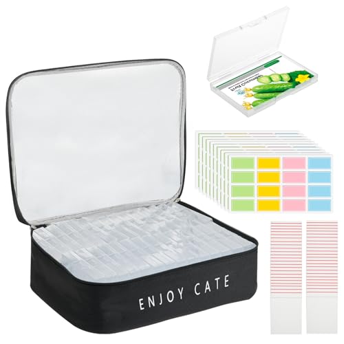 Image of 24 Slot Seed Storage Organizer Box with Insulated Bag with Dual Zipper Bag, Garden Seed Organize Sealed Bags and Label Stickers Saving Container Keeper Set for Garden Vegetable Flower Plants