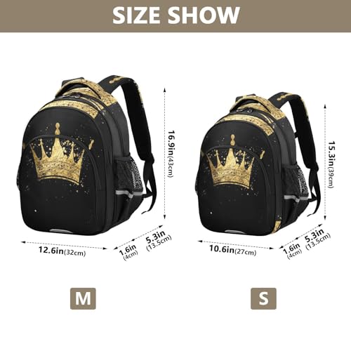 Cartoon Gold Crown Backpack for Kids Elementary School Bag Boys Girls Bookbag Travel Backpack Daypack4