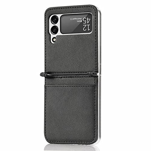 Coque Samsung Galaxy Z Flip 4 5G housse protection cuir noir Flip 3 zflip4