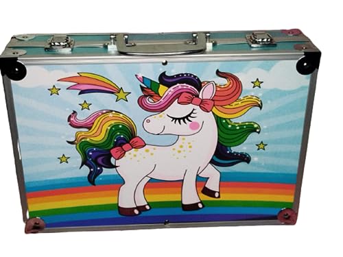 Image of Peeplvalue Deluxe Unicorn painting colour set for Kids Art and Craft suitcase l 145 colour set Drawing and Painting Set best for Birthday Gift for Boys Girls